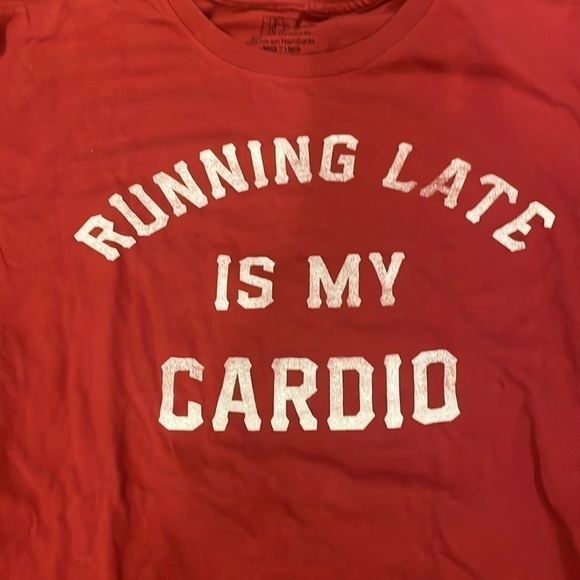 Freeze Inc Long Sleeve T-shirt Red - Ladies Size XL “Running Late is my Cardio” - Picture 2 of 3